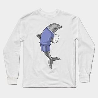 Dolphin as Secretary with Stack of paper Long Sleeve T-Shirt